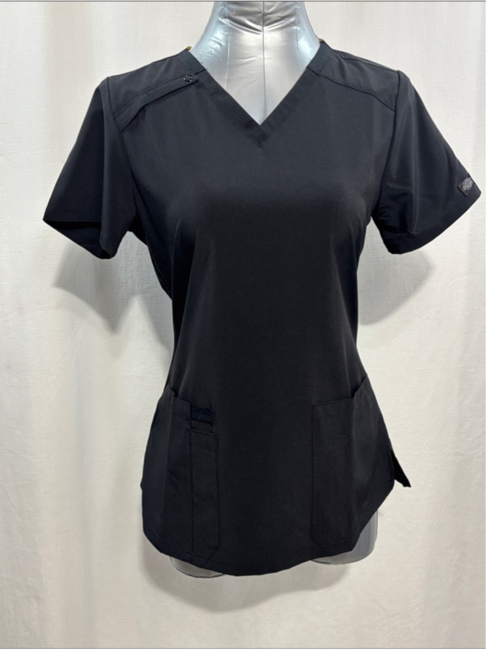Dickies Black V-Neck Short Sleeve Medical Scrub Top w/Pockets nurse medical 186